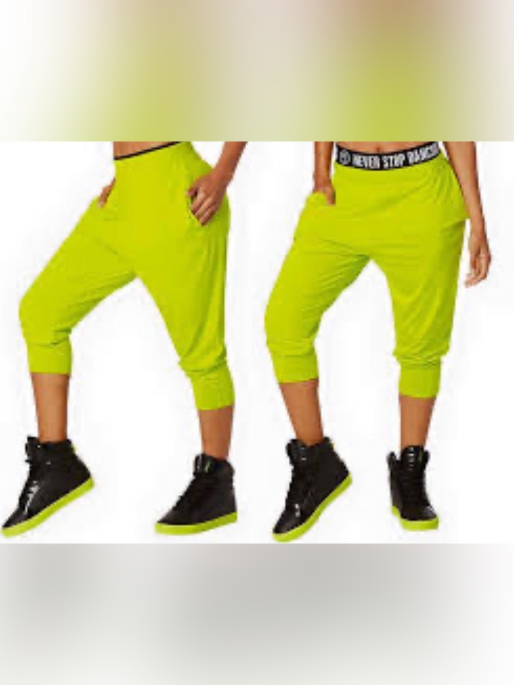 Zumba XS Women's Wear Harem Pants Zumba Green Elastic Waist Z1B00576
